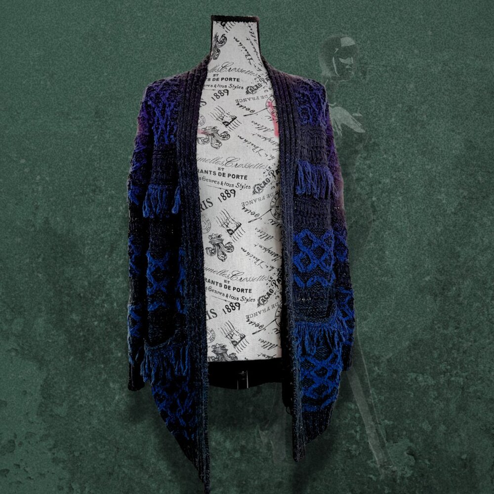 Lucky Brand Women's Ombre Knit Cardigan in Blue and Black